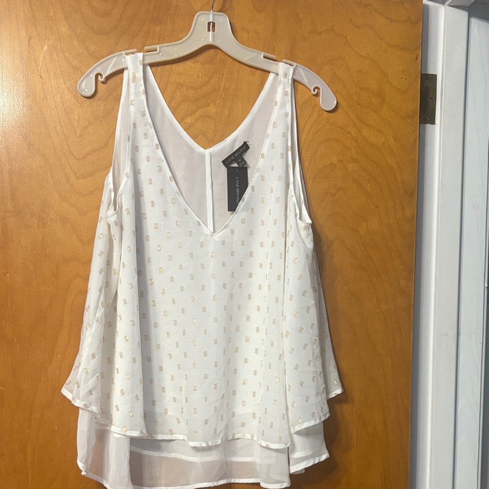 Lane Bryant Layered White Camisole with Gold Accents